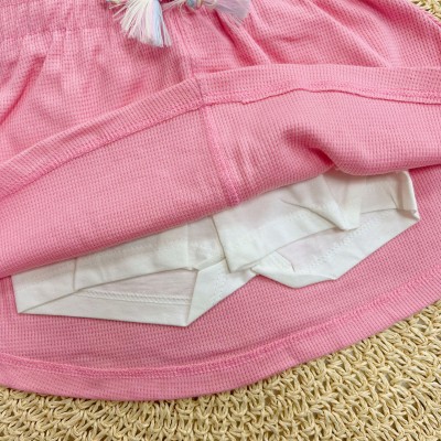 Conj. Blusa Listrada Sorvetinhos e Short Saia - Rosa